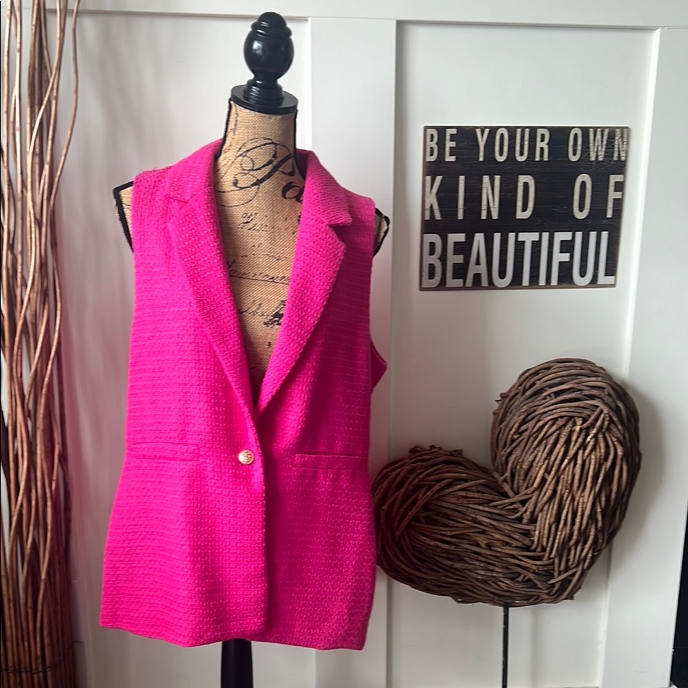 Happily Grey Pink Tailored Vest with Notched Lapels